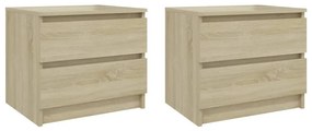 2 db sonoma tölgy színű szerelt fa éjjeliszekrény 50x39x43,5 cm