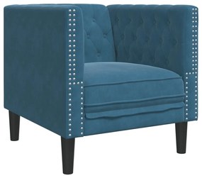 kék bársony Chesterfield kanapéfotel