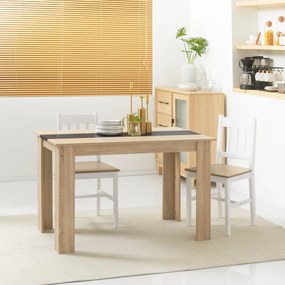 HOMCOM Modern Design Étkezőasztal Nagy Asztallappal 2-4 Fő Részére, 120x69x75 cm, Fekete és Természetes | Aosom