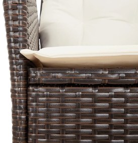 barna polyrattan dönthető kerti szék párnákkal