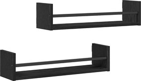 vidaXL Falpolc Falra szerelhető 2 pcs Fekete tölgy 60 x 16 x 14 cm