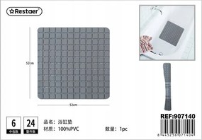 Fürdőszobaszőnyeg Csúszásgátló Szürke Pvc 52x52cm
