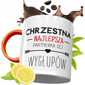 Narancssárga Bögre Keresztanyának Ajándék fényképes nyomattal