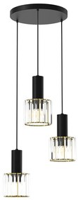 Csillár zsinóron CRISTAL 3xE27/60W/230V fekete