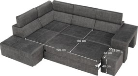 Ülőgarnitúra, szürke, balos, MALAGA