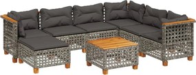 vidaXL 8 részes szürke polyrattan kerti ülőgarnitúra párnákkal