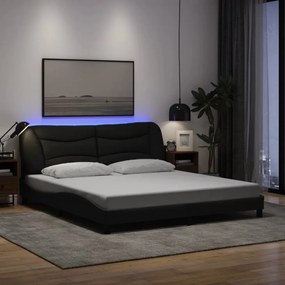 fekete szövet ágykeret LED-es matrac nélkül 180 x 200 cm