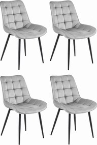 BERA világosszürke bársony szék fekete lábakkal