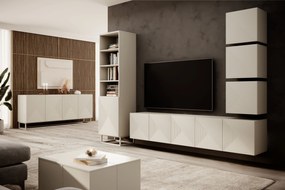 Asha fali TV szekrény 200 cm, bordázott előlap - kasmír