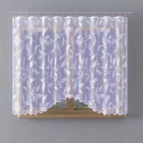 Gyönyörű finom jacquard függöny fehér Bonnie levelekkel A118 500x160cm