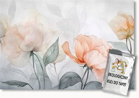 Fotótapéta Flizelina Grafika Pasztell Virágok Bazsarózsa Rózsák 350x250 ragasztó