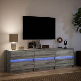 szürke sonoma színű szerelt fa LED-es TV-szekrény 180x34x50 cm