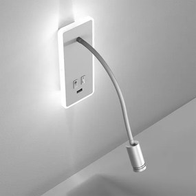 LED flexibilis fali lámpa USB-vel BASE 1xLED/8W+1xLED/2W/230V fehér