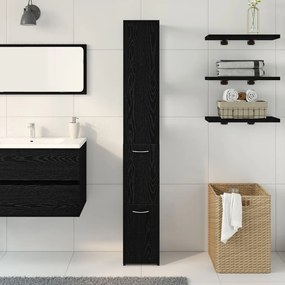 vidaXL Fekete Tölgy Fürdőszobai Szekrény 25x25x170 cm Mérnöki Fa