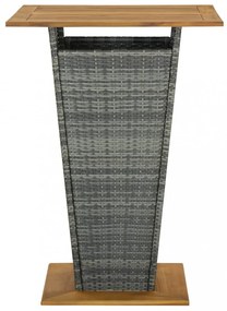 szürke polyrattan és tömör akácfa bárasztal 80 x 80 x 110 cm