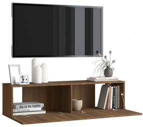 barna tölgyszínű szerelt fa fali TV-szekrény 120 x 30 x 30 cm