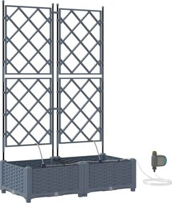 vidaXL Kerti cserép 2 pcs Világosszürke Acél