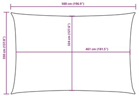 fehér téglalap alakú oxford-szövet napvitorla 3,5 x 5 m