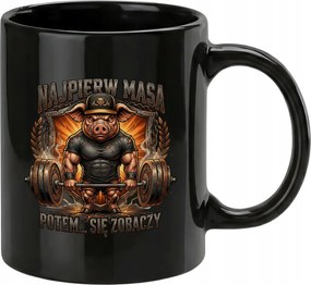 Bögre fekete vaddisznó testépítő Először a tömeg meglátja a pólót az edzőteremben