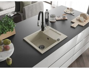 Mexen Enzo, 1 kamrás gránit mosogató 576x465x174 mm és Savita mosogató csaptelep, bézs, 6506-69-672601-70