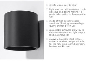 Roda fekete falilámpa - Sollux