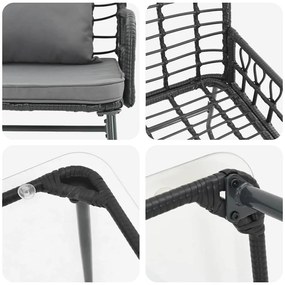 Kerti Bútor Szett párnával 4 pcs Fekete és Antracit