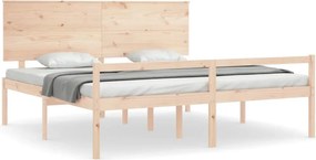 vidaXL tömör fa ágy időseknek fejtámlával 200x200 cm