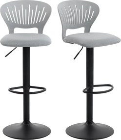 HOMCOM 2 db 360° forgatható pultszék, magasságban állítható 84–105 cm, szellőző háttámla, lábtartó, szürke | Aosom