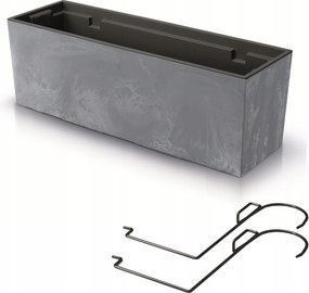 Erkély virágtartó láda fogantyúkkal 58x19cm szürke