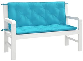 2 db türkizkék szövet kerti padpárna 120 x 50 x 7 cm
