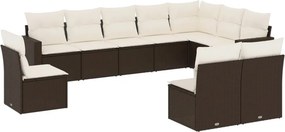vidaXL 10 részes barna polyrattan kerti ülőgarnitúra párnákkal