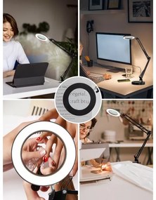 Brilagi - LED Dimmelhető asztali lámpa nagyítóval LED/12W/5V 3000/4200/6000K fekete