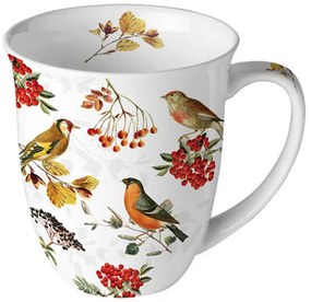 Őszi madárkák porcelán bögre