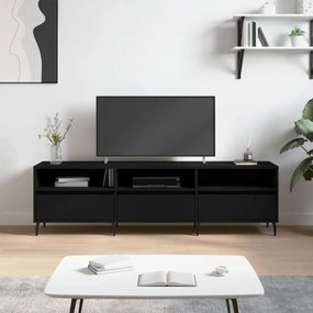 Fekete szerelt fa TV-szekrény 150 x 30 x 44,5 cm