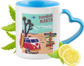 Kék bögre szív alakú füllel Mártának Ideális Ajándék