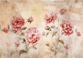 Fotótapéta flizelina Bazsarózsa és szegfű vintage retro virágok 200x140 +ragasztó