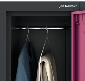 Fém öltözőszekrény 6 rekeszes IGOR, 900 x 1850 x 450 mm, antracit-fukszia