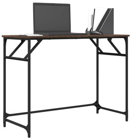 barna tölgy szerelt fa és porszórt acél íróasztal 100x45x76 cm