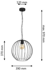 Csillár láncon MERCURE 1xE27/15W/230V fekete