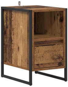 vidaXL Éjjeli asztal fiókkal 2 pcs Öreg fa 39,5 x 30 x 50 cm Faanyag