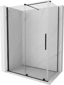 Mexen Velar, zuhanykabin tolóajtóval 140 (ajtó) x 75 (fal) cm, 8mm átlátszó üveg, fekete matt, 871-140-075-01-70
