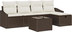 vidaXL Kanapé Szett párnával tárolóval 6 pcs Barna polirattan