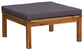 vidaXL tömör akácfa lábtartó sötétszürke párnával