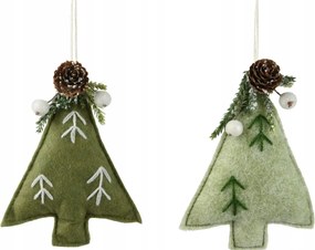 Karácsonyfa alakú filc karácsonyfa medál, zöld 14cm