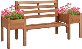 Outsunny Kerti Pad, 2 Személyes, Fa Pad Virágtartóval, Kerthez, Teraszhoz, Teherbírás 240 kg-ig, 184 x 59 x 95 cm, Sötétbarna | Aosom