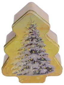 Karácsonyi konyhai fenyő alakú fémdoboz 142x112x50 mm Winter Nostalgia