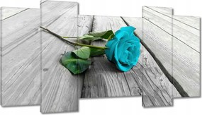 Vászonkép 120x65 Kék rózsa a deszkákon