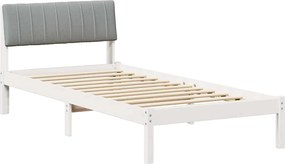 vidaXL Ágykeret Fehér és világosszürke 90 x 200 cm Tömör fenyőfa