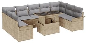 Kerti Kanapé Szett 10 pcs Bézs 100 x 55 x 73 cm Poli rattan