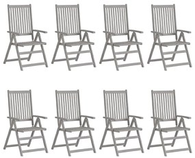 vidaXL 8 db szürke tömör akácfa kerti dönthető szék